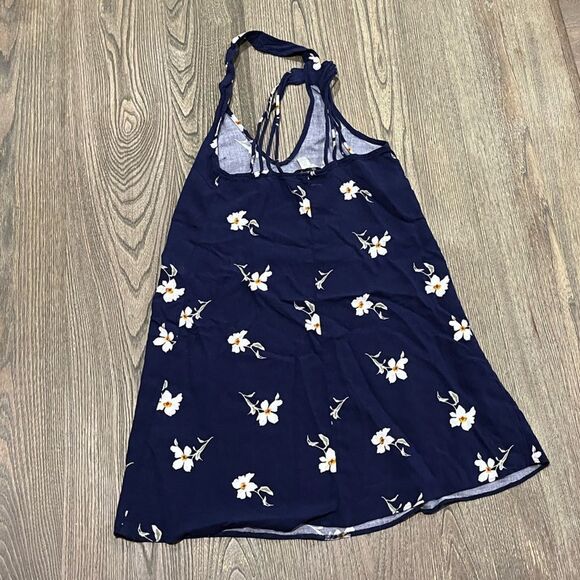 American Eagle Strappy Back Shift Dress Floral Scoop Neck Navy White Size XXS - Picture 6 of 7